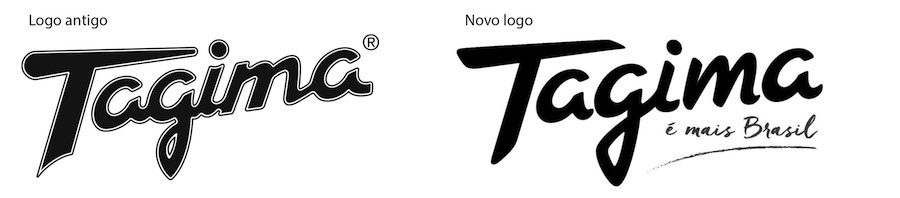 Comparação dos logos da Tagima. Nova geração