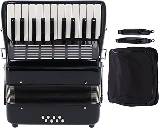 22‑key Accordion Adjustable Professional Black 8 Bass Musical Instrument Solid Wood Engineering ABS Metal with Accordion Bag