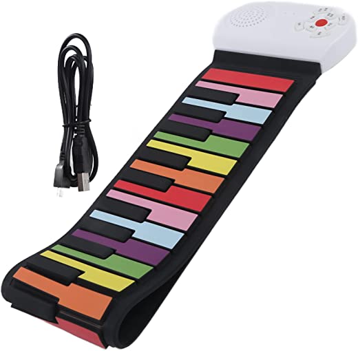 49 teclas de arco-íris enrolar piano dobrável portátil para mão com teclado de música de órgão eletrônico