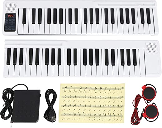 88 teclas Teclado musical Acessórios para instrumentos de piano removíveis eletrônicos Suportes portáteis para microfones de quatro fios e três fios (branco)