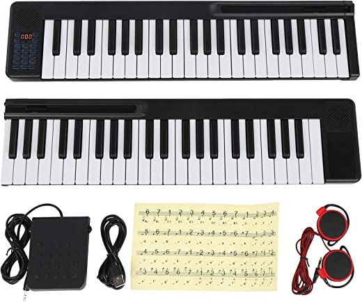 88 teclas Teclado musical Acessórios para instrumentos de piano removíveis eletrônicos Suportes portáteis para microfones de quatro fios e três fios (preto)