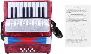 Acordeão Instrumento Musical 17 Teclas 8 Baixos Acordeão 9 x 9,45 x 4,72in 1577g