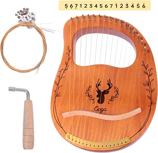 ARTIBETTER Conjunto 1 Lira Harp 16 Corda De Madeira Mogno Lira Harp Musical Instrumento de Cordas