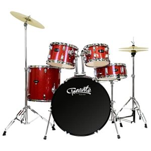 BATERIA ACÚSTICA – LINHA SONORA – 22″, 10″, 12″, 14″, 16″ – COM KIT DE FERRAGENS E BANCO – RED APPLE – BST1954RA