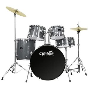 BATERIA ACÚSTICA – LINHA SONORA – 22″, 10″, 12″, 14″, 16″ – COM KIT DE FERRAGENS E BANCO – GRAY SPARKLE