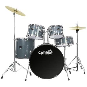 BATERIA ACÚSTICA – LINHA SONORA – 22″, 10″, 12″, 14″, 16″ – COM KIT DE FERRAGENS E BANCO – BLUE SPARKLE – BST1954BS