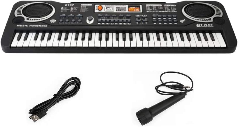 Baugger 61 Chaves Órgão Eletrônico USB Teclado Digital Piano Instrumento Musical Brinquedo Infantil com Microfone