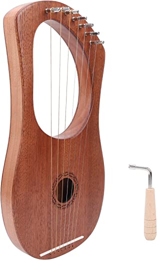 Conjunto de 7 Cordas de Lira,Harpa de Rosewood Portátil Durável com Acessórios para Instrumentos Musicais de Chave de Viragem