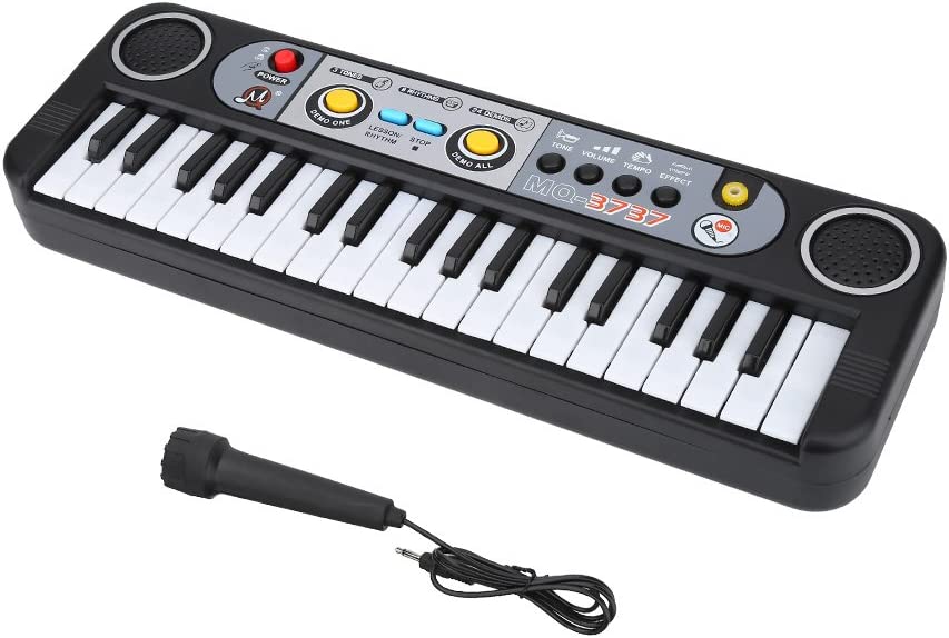 Electronic Keyboard 37-Key Digital Key Board 24 Demo Songs Piano 3 Tone ABS Plastic Musical Instruments Kids Toy with Microphone