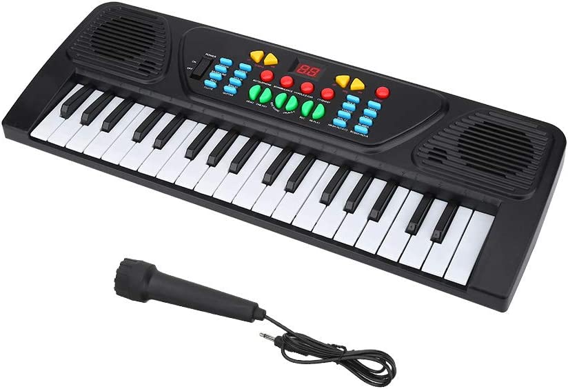 Electronic Keyboard 37 Keys Multi-functional Keyboard Power Supply Piano Musical Education Toy for Children Beginners with Microphone