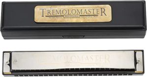Eujgoov Gaita Tremolo com 24 furos, gaita C Key Metal Mouth Organ Instrumento com estojo para