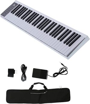 Eujgoov Piano inteligente digital de 61 teclas, kit de instrumentos musicais multifuncionais recarregáveis