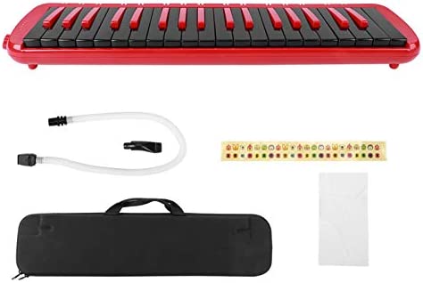 F ‑ 37s Melodica Blowpipe Mouthpiece Piano 37 ‑ teclas do teclado integrado Instrumento musical de sopro adequado para prática iniciante (vermelho)