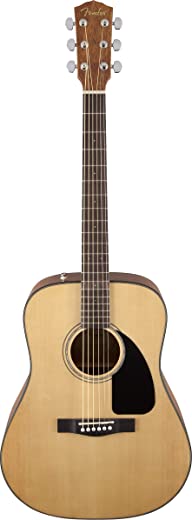 Fender Guitarra acústica Dreadnaught CD-60 (V3) – Com estojo – Natural – Quadro de dedo de nogueira
