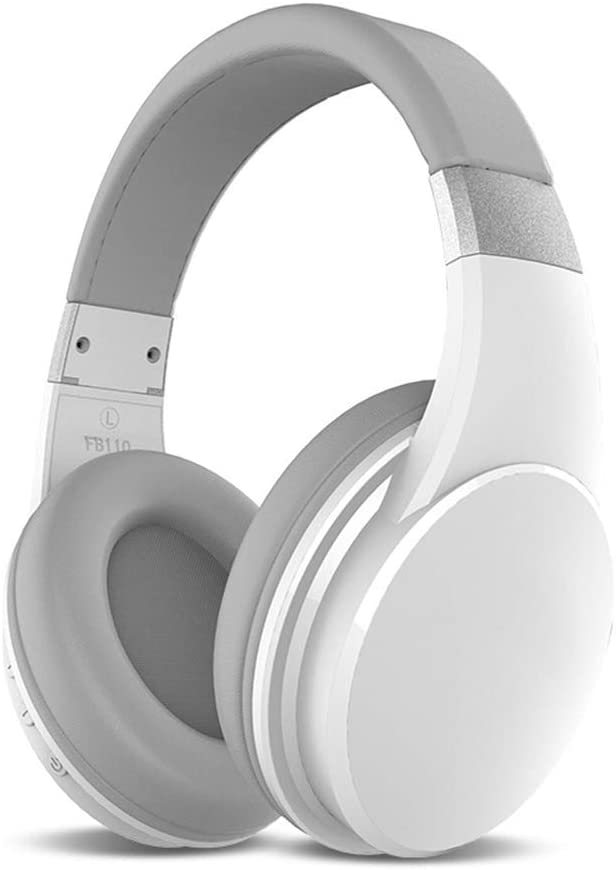 Fone de ouvido sem fio ADITAM, Bluetooth 5.0 System Foldable Hi-Fi Stereo Bass Headphones com microfone com cancelamento de ruído Chamada viva-voz, branco Double the comfort