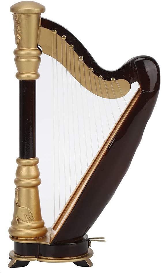 GLOGLOW Modelo de harpa de 16 cm/6,3 polegadas, modelo de instrumento musical de harpa de madeira para decoração de mesa