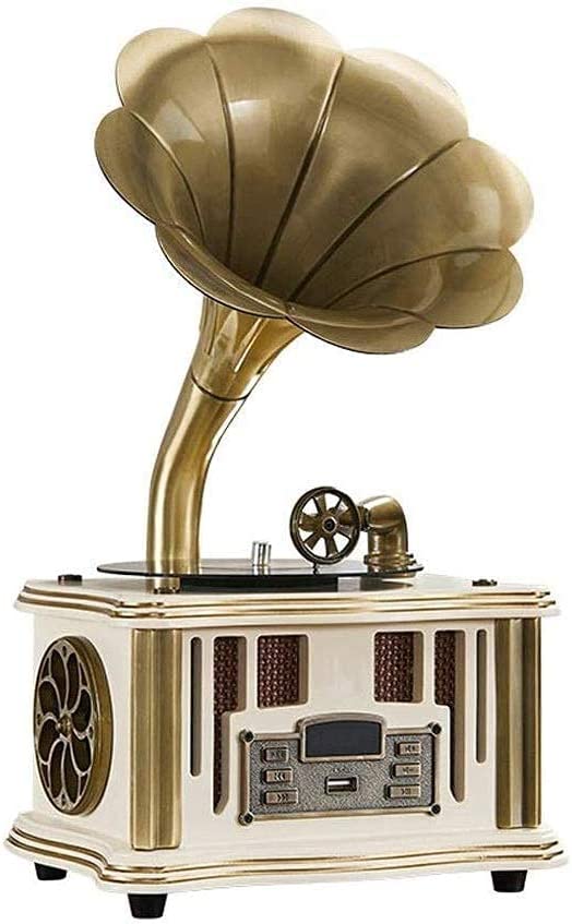 Gramophone, falante sem fio para toca-discos de fonógrafo, com Aux-in, rádio FM, porta USB para Flash Drive, (Record Player) Toda família