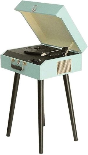 Gramophone, multifuncional portátil fonógrafo mala gravador e fone de ouvido suporte