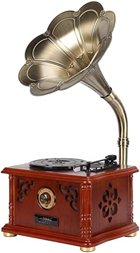 Gramophone, toca-discos de vinil Gramofone retrô com alto-falantes sem fio Bluetooth 3,5 mm Aux-in/FM Radio/USB Vintage Wood Phonograph Every Family