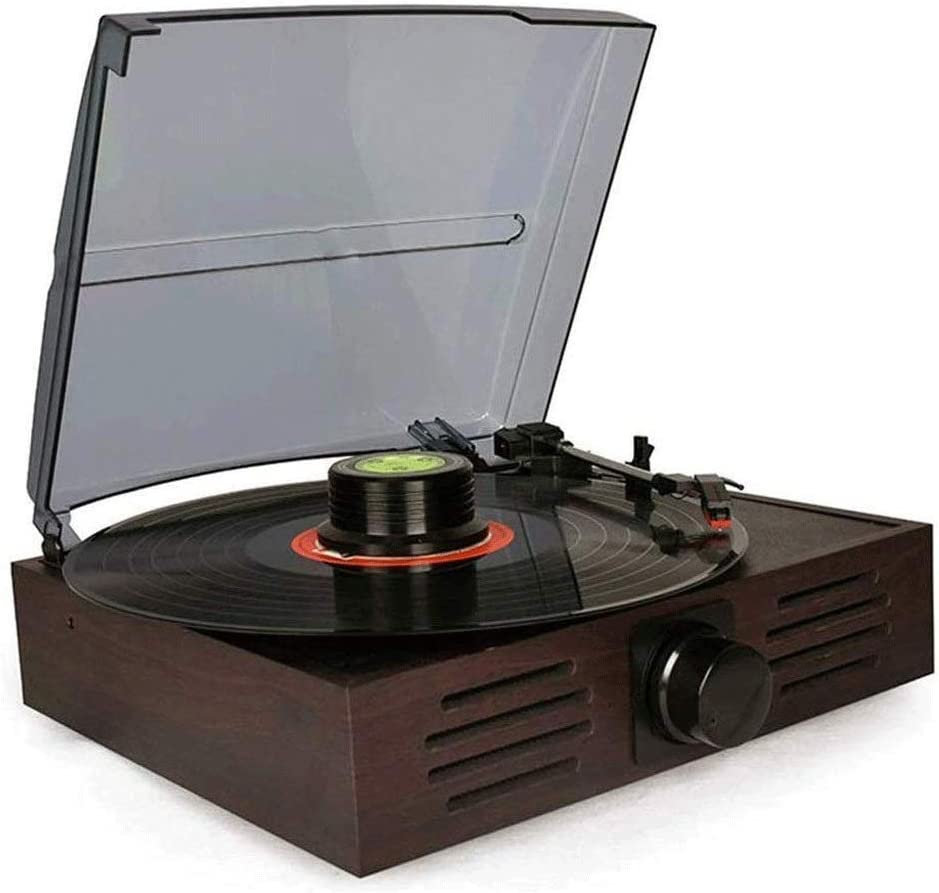 Gramophone, toca-discos de vinil, toca-discos estéreo portátil de 3 velocidades com alto-falantes embutidos, áudio vintage multifunções LP Record Player Radio Toda família