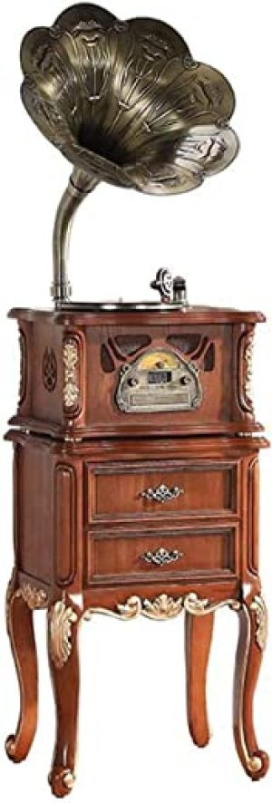Gravador, Gramophone, toca-discos retrô em vinil toca-discos com alto-falantes estéreo com CD Player