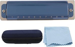 Harmonica, 10 Hole Harmonica Metal C Key Diatonic Harmonica Mouth Organ Musical Instrument Accessories(Blue)