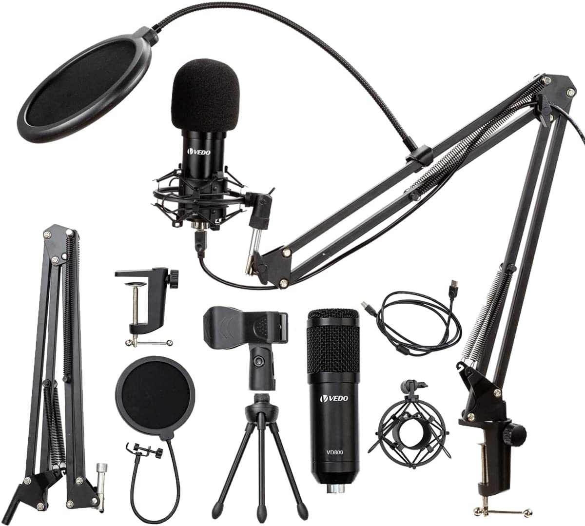 Kit Microfone USB BM800 VEDO Condensador Estúdio Profissional