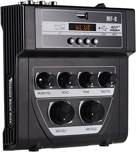 KKcare Mini karaokê misturador de áudio estéreo misturadores de eco duplo entradas de microfone suporte gravação bt função mp3 para tv pc smartphone amplificador