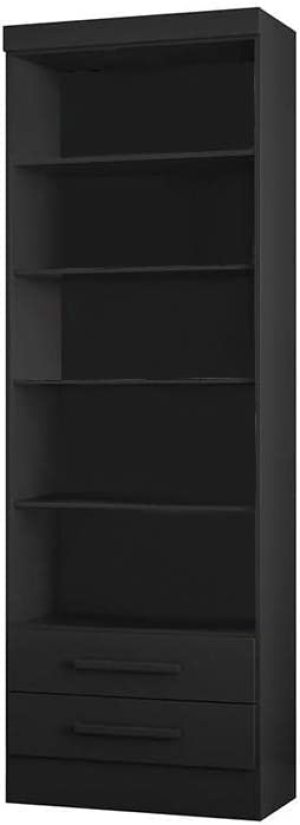 Livreiro Multiuso Com 2 Gavetas Preto- QMovi