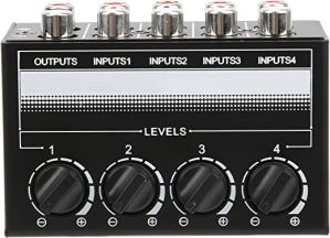 Mini Mixer Estéreo Passivo 4-Way Hub Passive Mixer 1-em-4-out Stereo Splitter Equipamento de Efeito de Sinal de Áudio Mixer