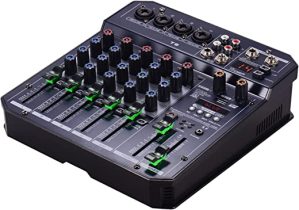 Moniss T6 Portátil Placa de Som de 6 Canais Console de Mixagem Misturador de Áudio Incorporado 16 DSP 48V Phantom power Suporta Conexão