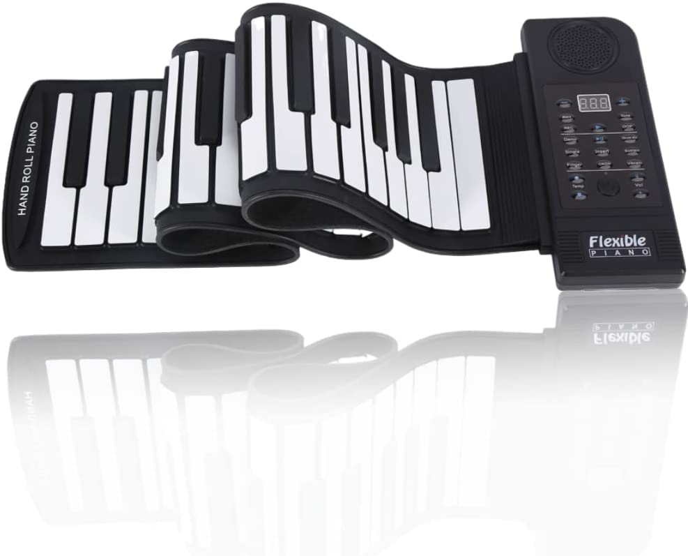 Piano dobrável com 61 teclas, piano portátil macio e dobrável, instrumento de música digital, piano eletrônico infantil