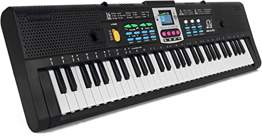 Queenser 61 teclas de música digital teclado eletrônico infantil piano elétrico multifuncional para estudante de piano com função de microfone instrumento musical