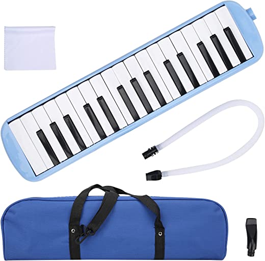 Teclado com 32 teclas Melódica, ABS Wind preto e branco, teclado Air Piano com bolsa de transporte para kit de treinamento musical iniciante