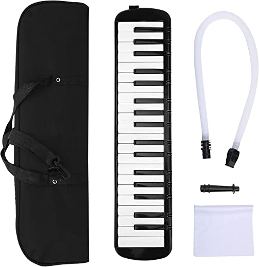 Teclado Melodica com 37 teclas, instrumento musical de sopro profissional, treinamento de melódica portátil adequado para iniciantes (preto)