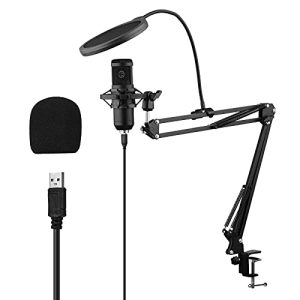 Tomshin Conjunto de microfone condensador USB com braçadeira de montagem em mesa Suporte de