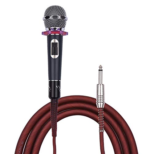 Tomshin Microfone condensador cardioide de mão dinâmico Microfone com fio Cabo de 4,5 m / 15 pés Plugue de 6,35 mm para música cantando Karaokê Palco Performance ao vivo