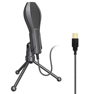 Tomshin Microfone de condensador com fio USB com mini tripé de mesa para PC, laptop, jogos, estúdio de