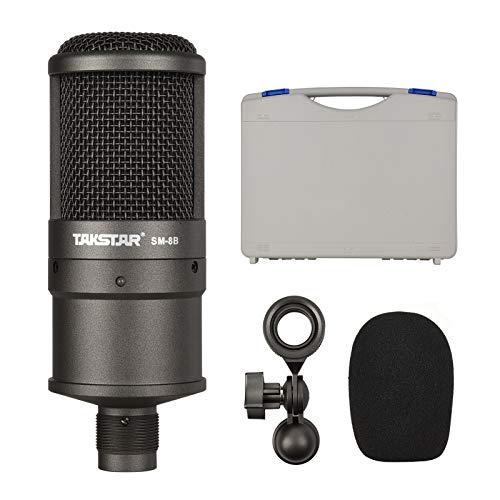 Tomshin Microfone de endereço lateral SM-8B Microfone condensador com adaptador de montagem em pára-brisa Bolsa de transporte para gravação, transmissão e apresentação ao vivo