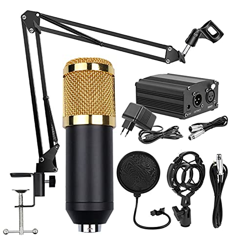 Tomshin Microfone de suspensão profissional BM800 para celular para transmissão de gravação e gravação de microfone com aparelho de alimentação de 48V