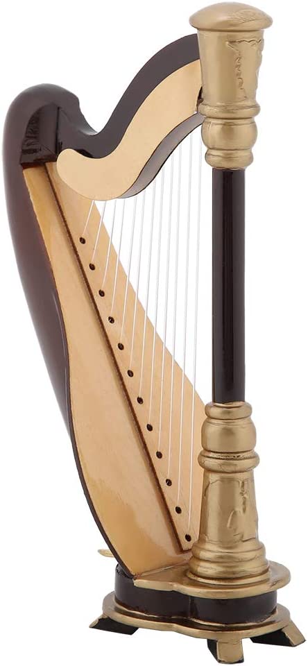 URRNDD Harpa em miniatura, instrumentos em miniatura de simulação, madeira para músicos e crianças