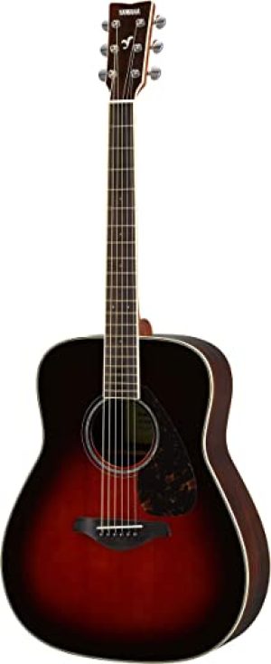 Yamaha Guitarra acústica FG830 com topo sólido, explosão de tabaco