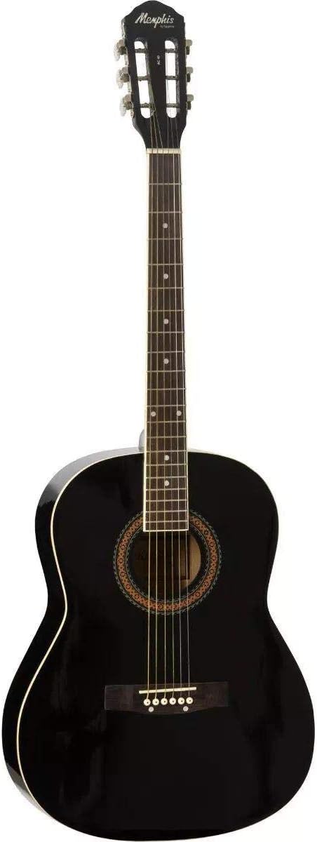 Violão acústico Classical non-cutaway aço Black AC-40 Memphis