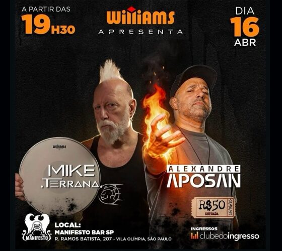 Williams leva Mike Terrana e Alexandre Aposan ao palco em São Paulo