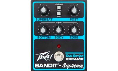 Peavey Bandit Supreme Teal Stripe Preamp Pedal leva o som solid state dos anos 90 ao pedalboard