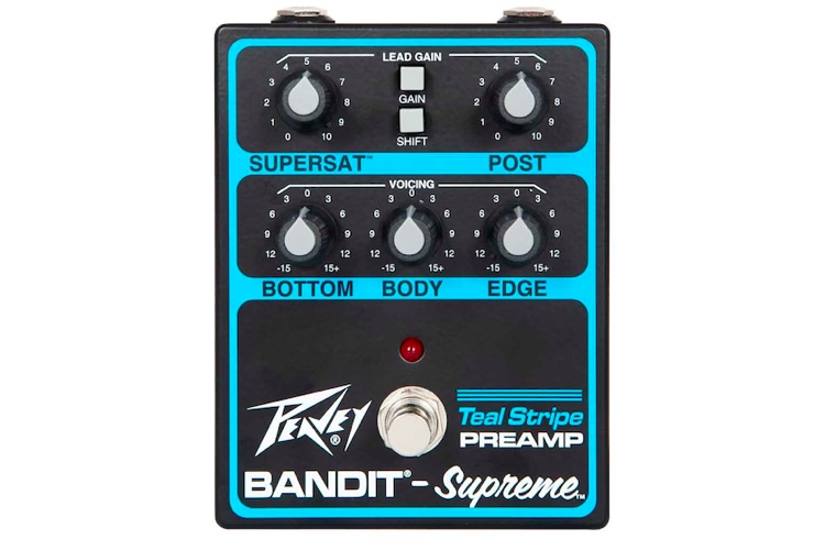 Peavey Bandit Supreme Teal Stripe Preamp Pedal leva o som solid state dos anos 90 ao pedalboard