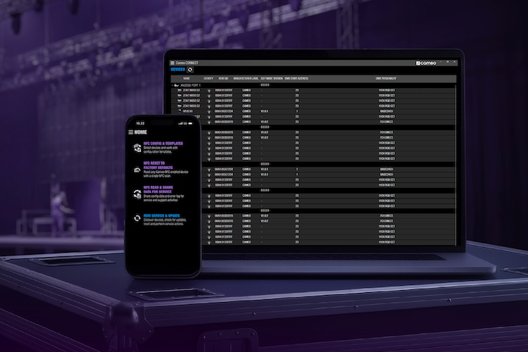 Cameo CONNECT para configurar e gerenciar equipamentos de iluminação via app