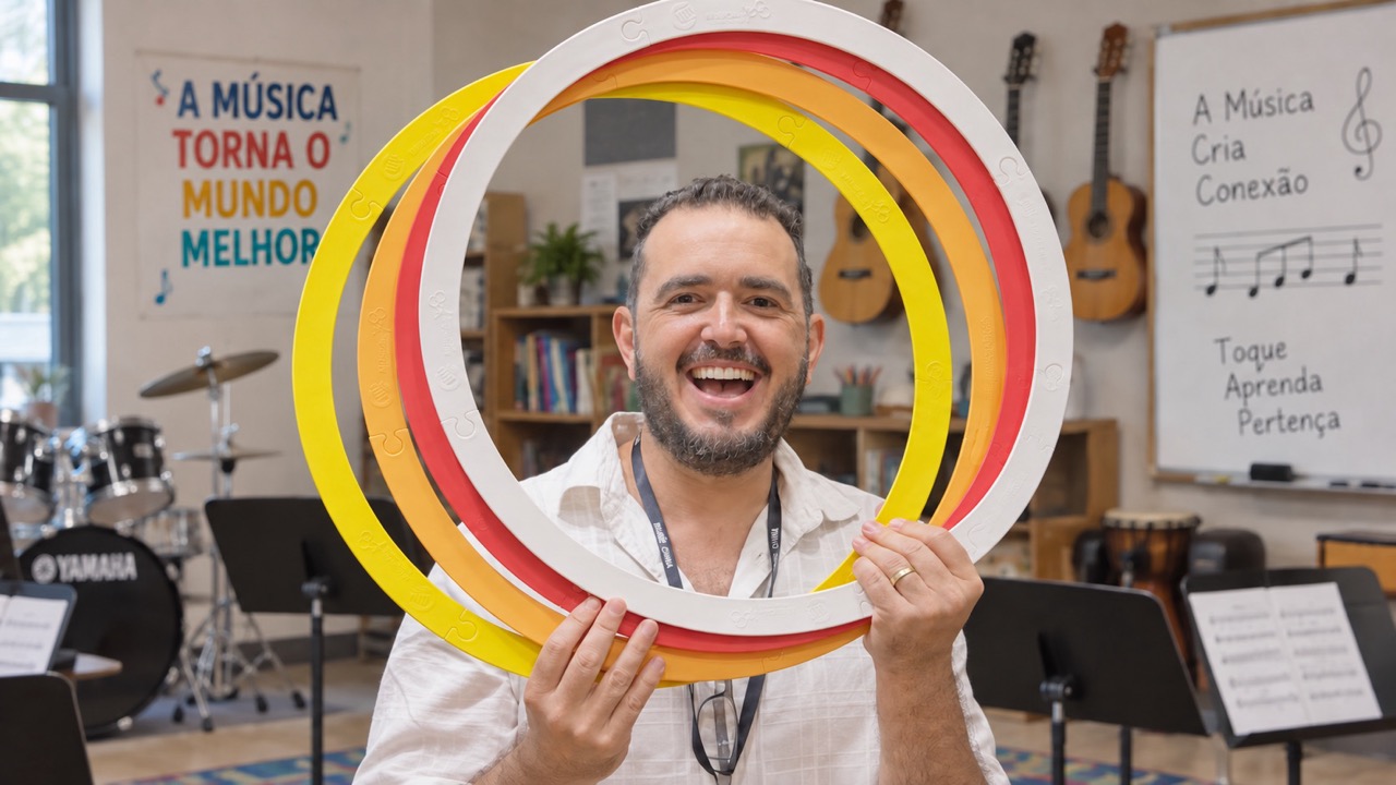 Score Rings: educador brasileiro leva pauta musical de chão à Music China